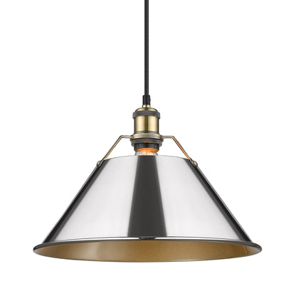 Orwell 14" Wide Large Pendant in Aged Brass with Chrome - Default Title - Golden Lighting