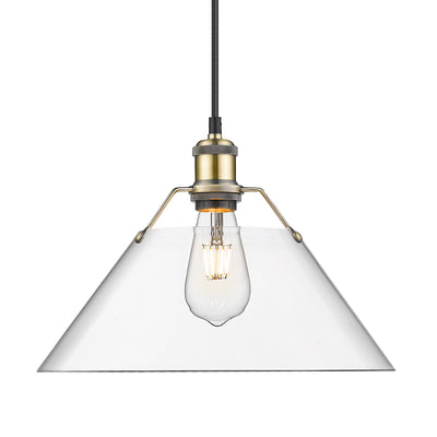 Yep by Golden Lighting Orwell 1-light 14in Pendant in Aged Brass and Clear Glass - Default Title - Golden Lighting