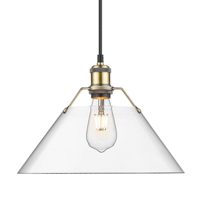 Yep by Golden Lighting Orwell 1-light 14in Pendant in Aged Brass and Clear Glass