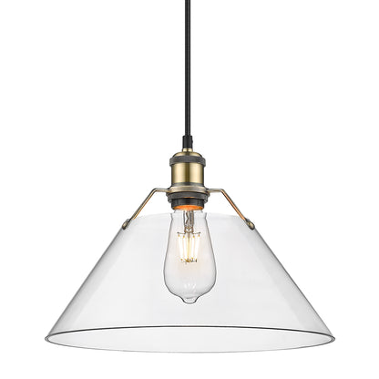 Orwell 14" Wide Large Pendant in Aged Brass with Clear Glass - Aged Brass / Clear Glass / Clear - Golden Lighting