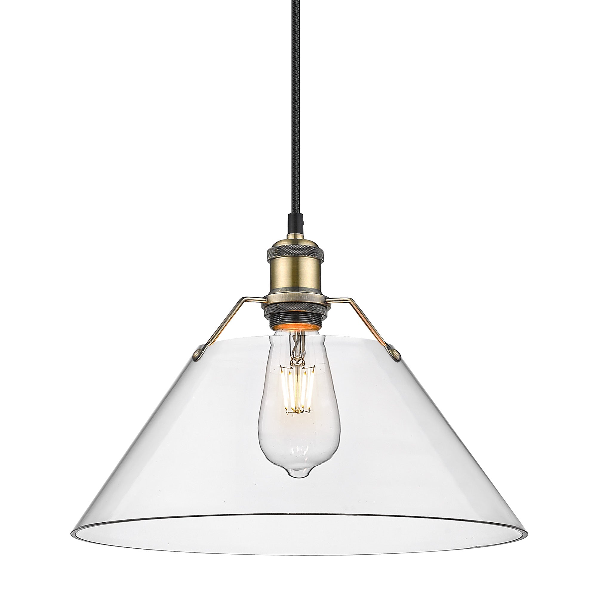 Orwell 14" Wide Large Pendant in Aged Brass with Clear Glass - Default Title - Golden Lighting