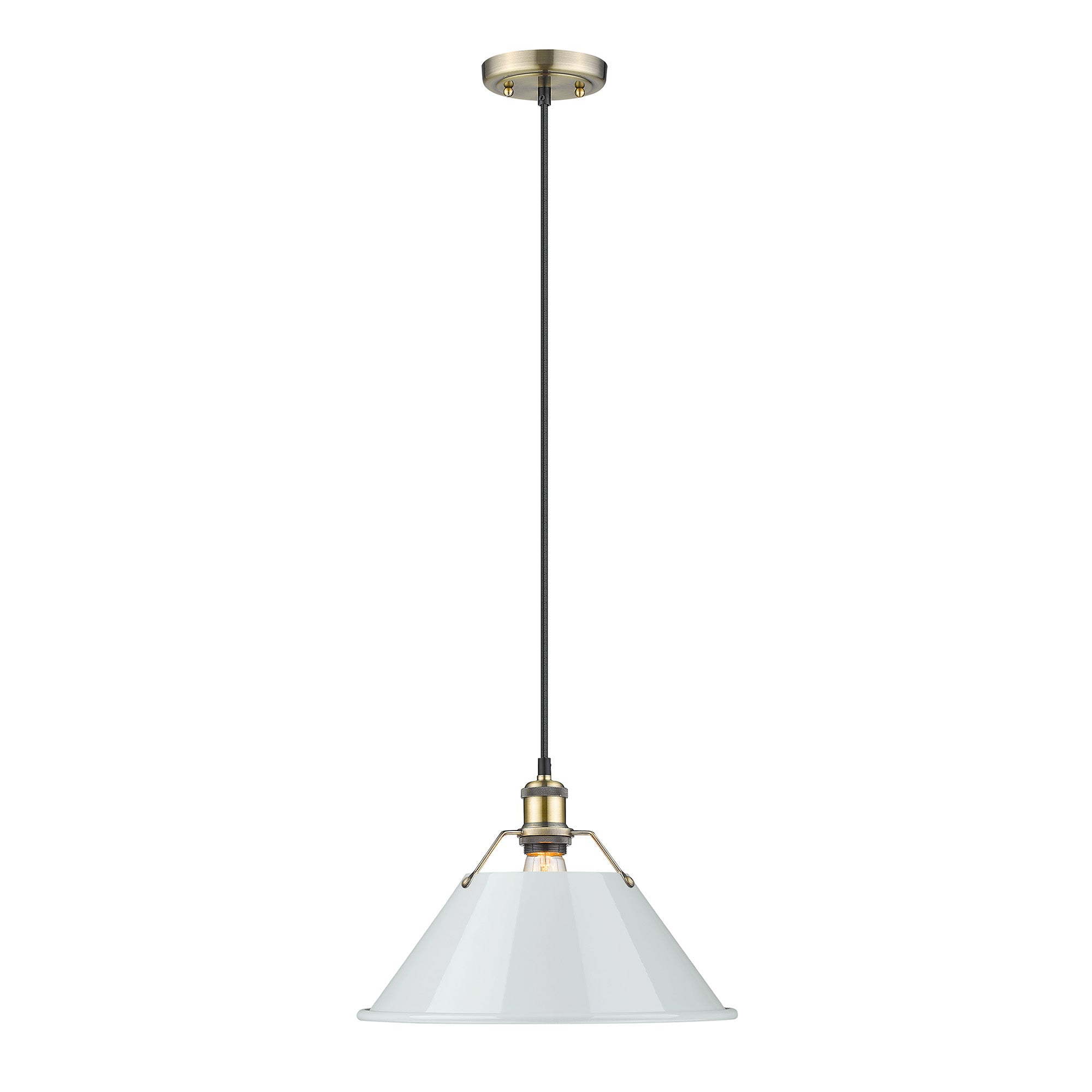 Orwell 14" Wide Large Pendant in Aged Brass with Dusky Blue - - Golden Lighting