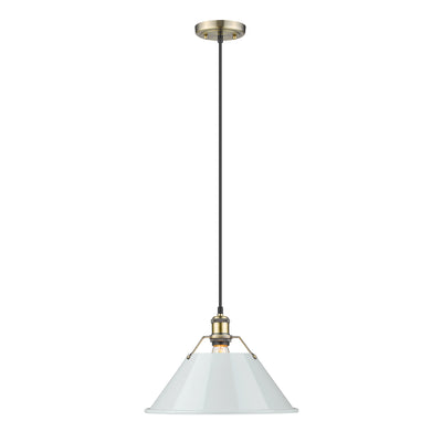 Yep by Golden Lighting Orwell 1-light 14in Pendant in Aged Brass and Dusky Blue shade - - Golden Lighting