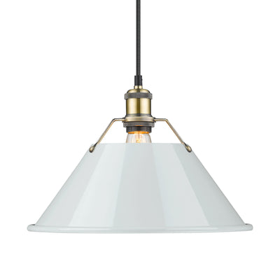 Yep by Golden Lighting Orwell 1-light 14in Pendant in Aged Brass and Dusky Blue shade - Default Title - Golden Lighting