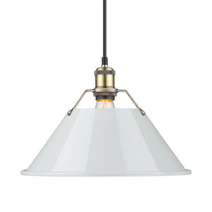 Yep by Golden Lighting Orwell 1-light 14in Pendant in Aged Brass and Dusky Blue shade