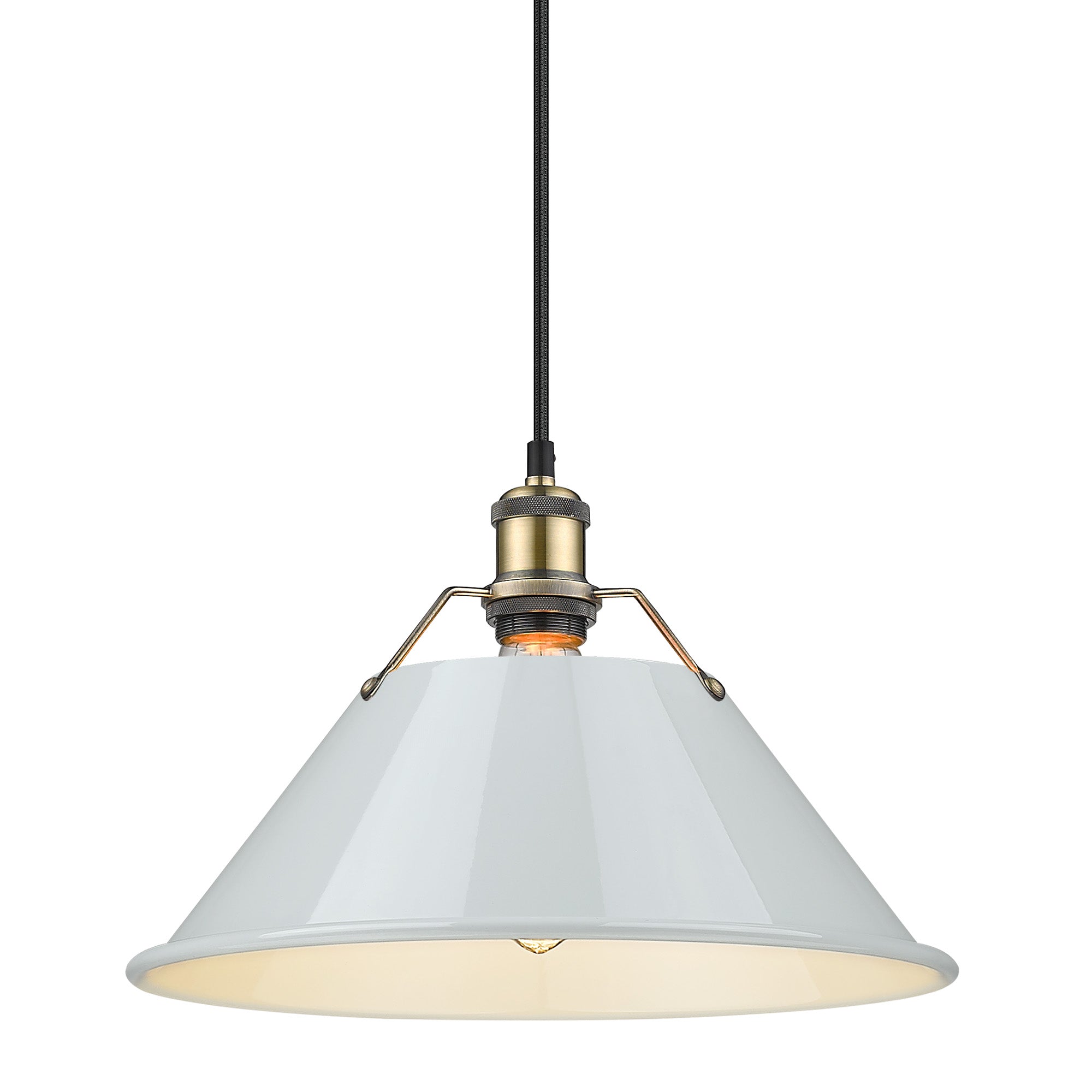 Orwell 14" Wide Large Pendant in Aged Brass with Dusky Blue - Aged Brass / Dusky Blue / Blue - Golden Lighting