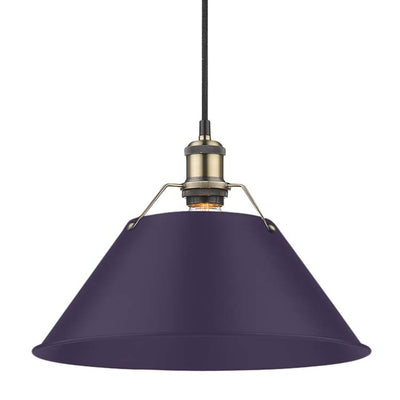 Yep by Golden Lighting Orwell 1-light 14in Pendant in Aged Brass and Exotic Purple shade - Default Title - Golden Lighting