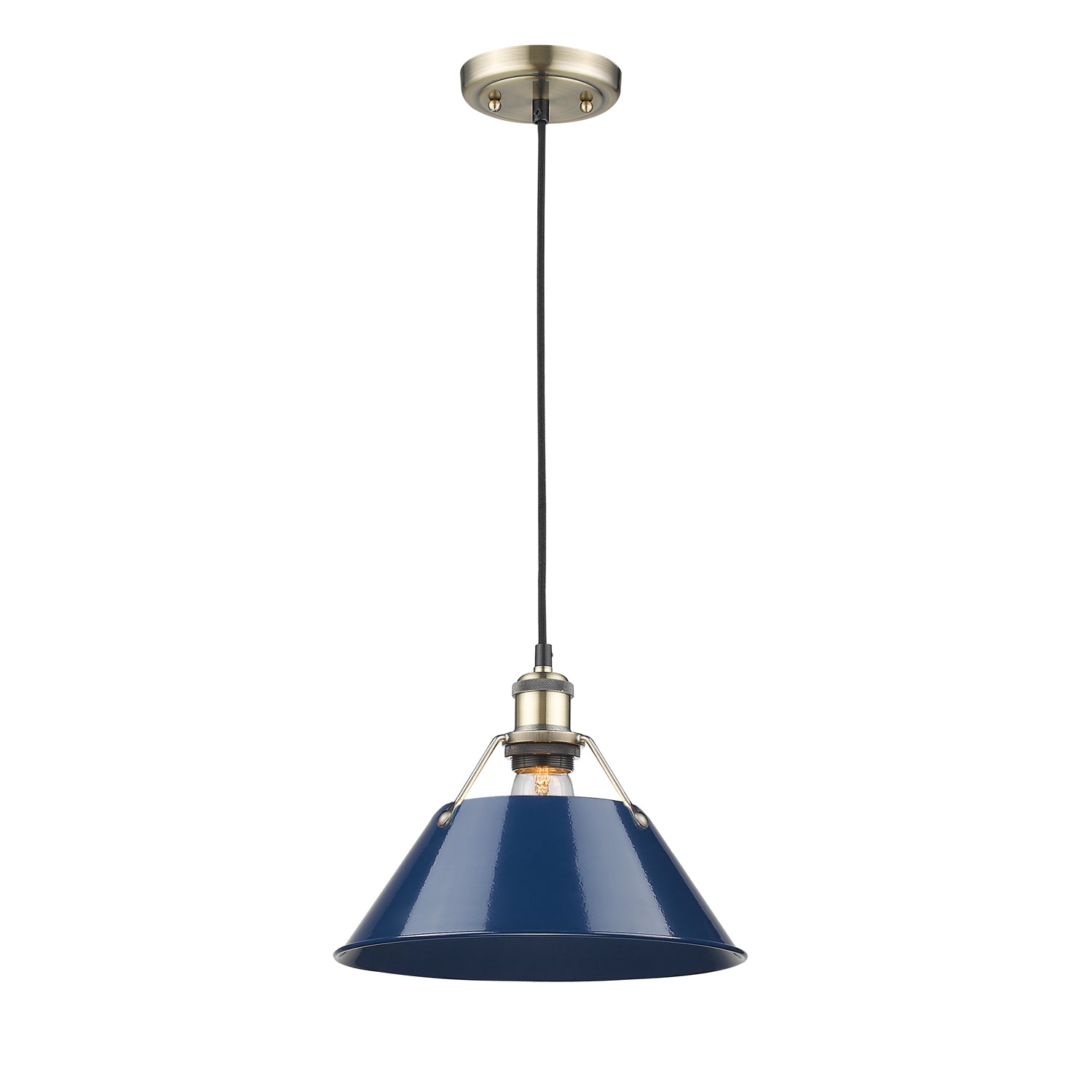 Orwell 14" Wide Large Pendant in Aged Brass with Matte Navy - Default Title - Golden Lighting