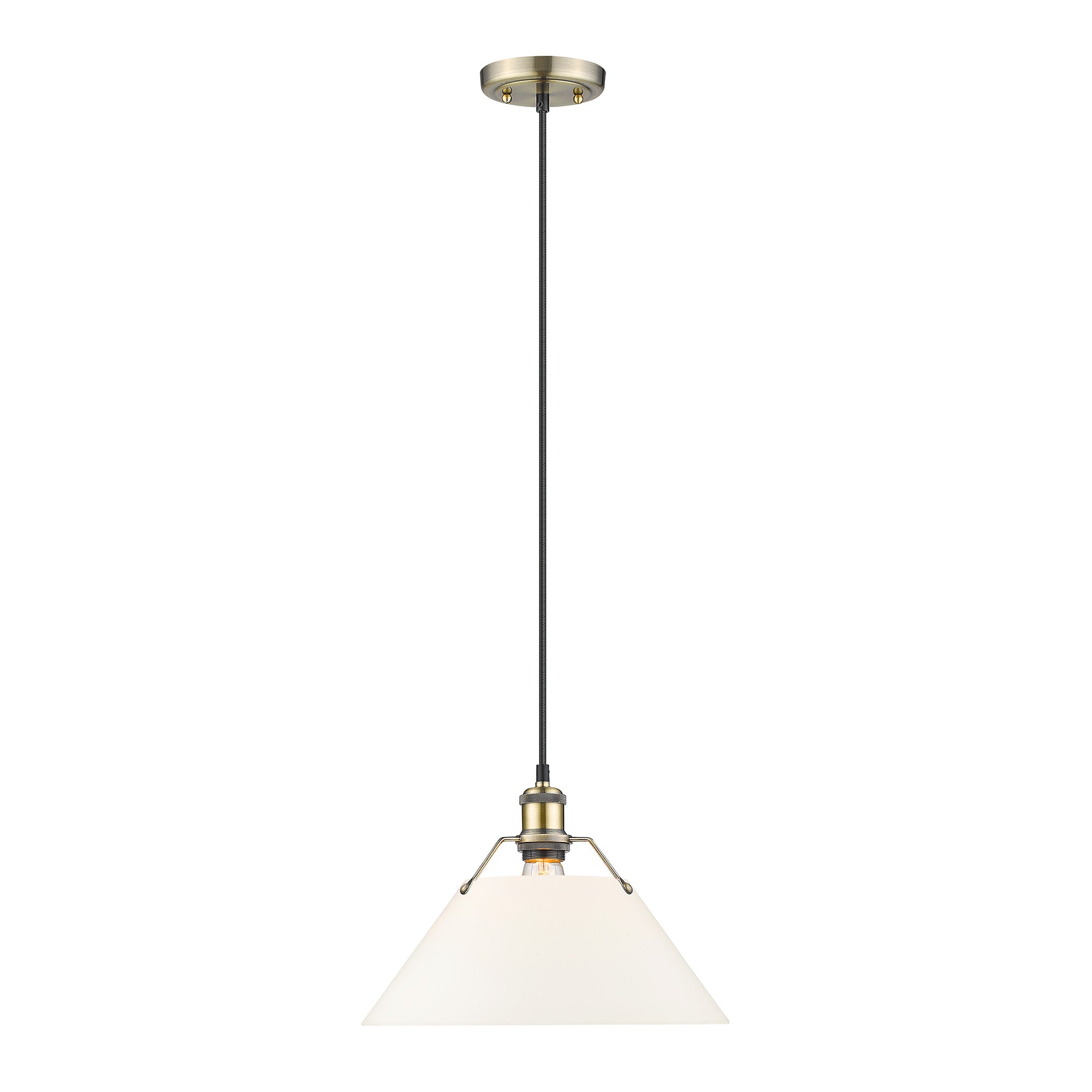 Orwell 14" Wide Large Pendant in Aged Brass with Opal Glass - - Golden Lighting