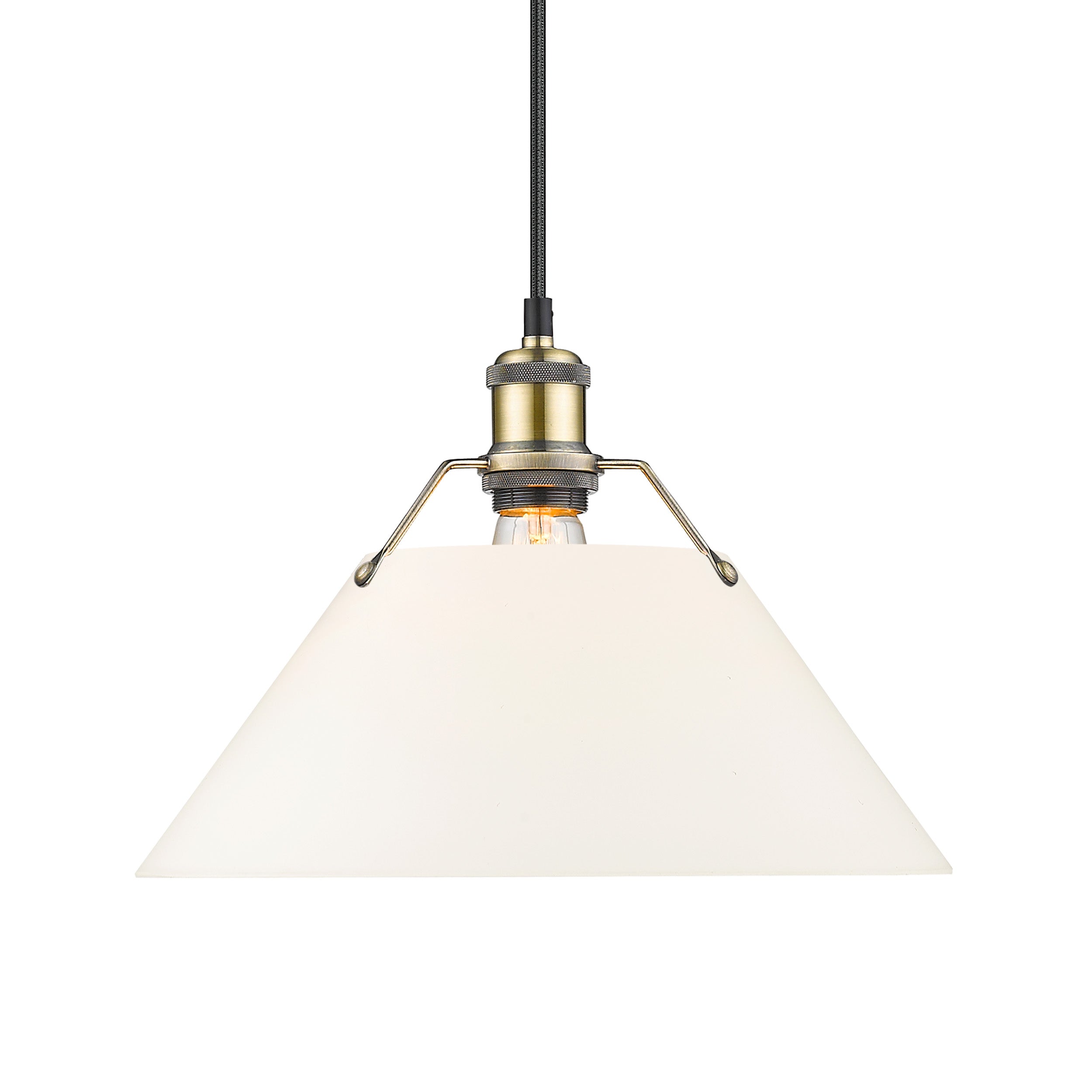 Yep by Golden Lighting Orwell 1-light 14in Pendant in Aged Brass and Opal Glass - Default Title - Golden Lighting