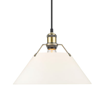 Yep by Golden Lighting Orwell 1-light 14in Pendant in Aged Brass and Opal Glass - Default Title - Golden Lighting