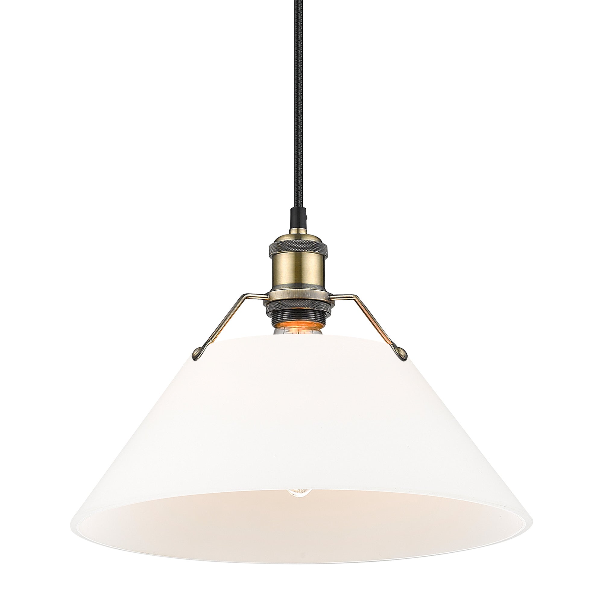 Orwell 14" Wide Large Pendant in Aged Brass with Opal Glass - Aged Brass / Opal Glass / White - Golden Lighting