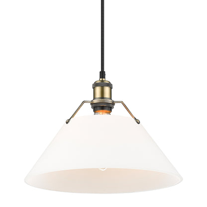Orwell 14" Wide Large Pendant in Aged Brass with Opal Glass - Default Title - Golden Lighting