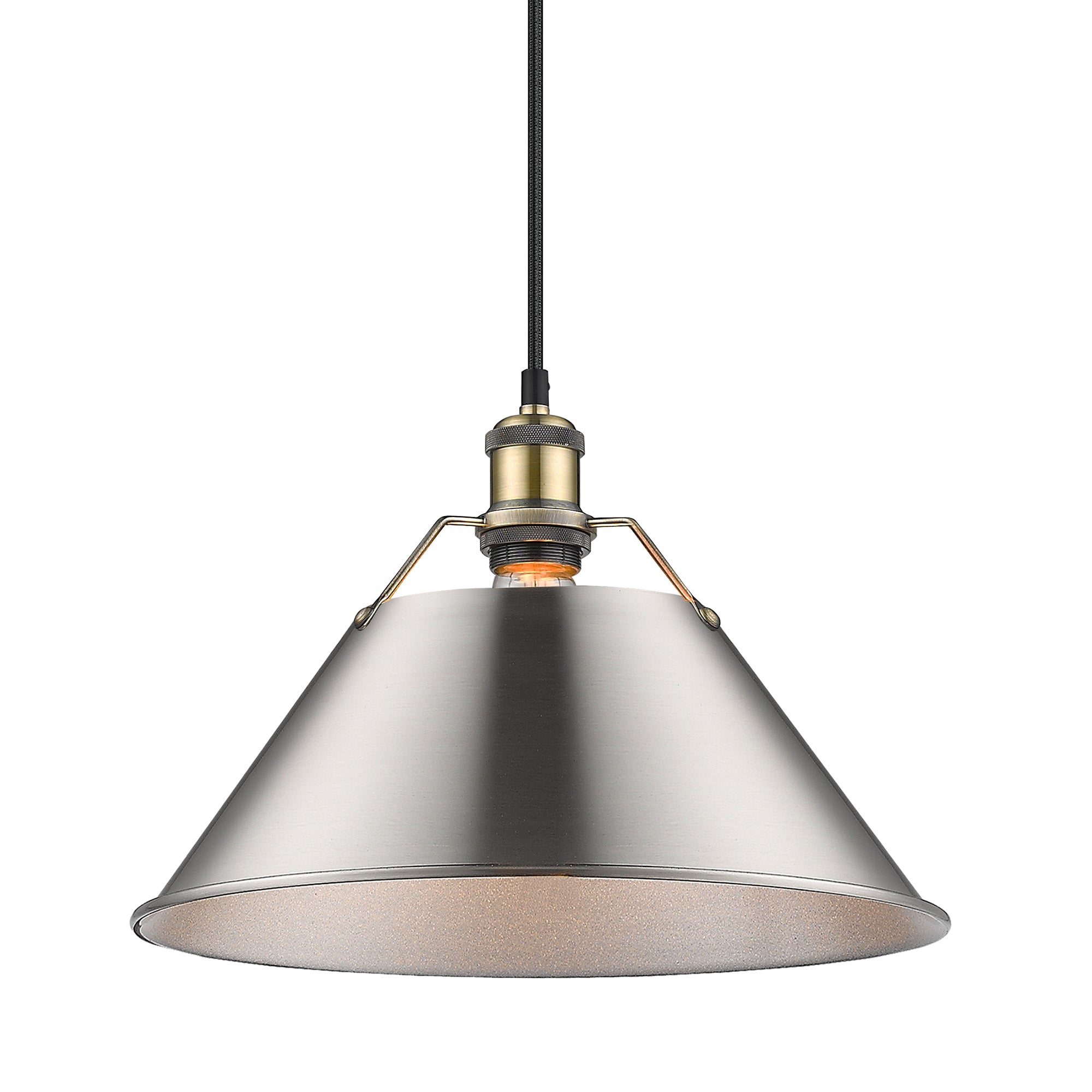 Orwell 14" Wide Large Pendant in Aged Brass with Pewter - Default Title - Golden Lighting