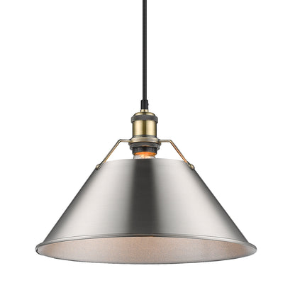 Orwell 14" Wide Large Pendant in Aged Brass with Pewter - Default Title - Golden Lighting