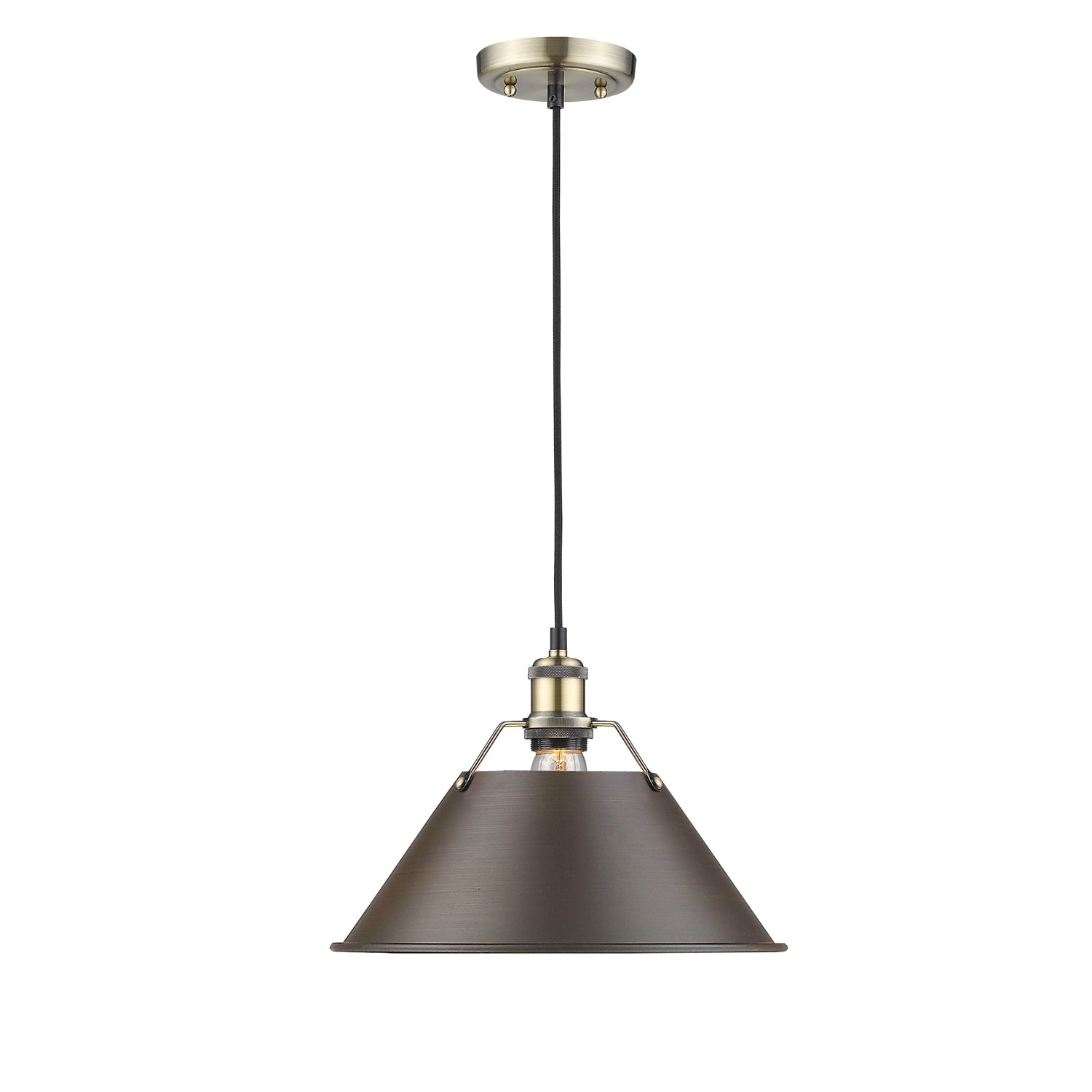 Orwell 14" Wide Large Pendant in Aged Brass with Rubbed Bronze - - Golden Lighting