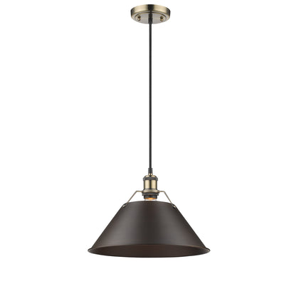 Orwell 14" Wide Large Pendant in Aged Brass with Rubbed Bronze - Aged Brass / Rubbed Bronze / Bronze - Golden Lighting