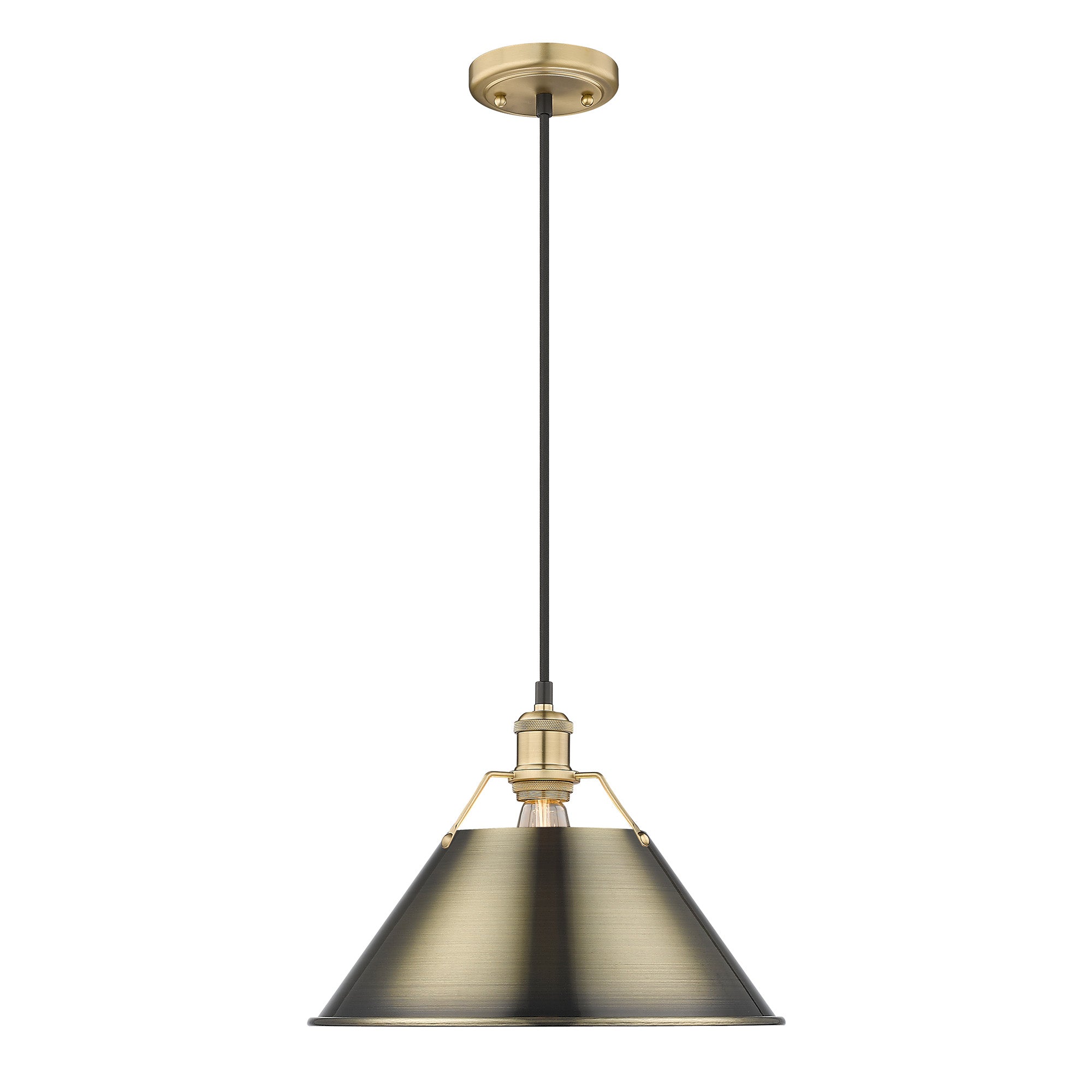 Orwell 14" Wide Large Pendant in Brushed Champagne Bronze with Aged Brass - - Golden Lighting