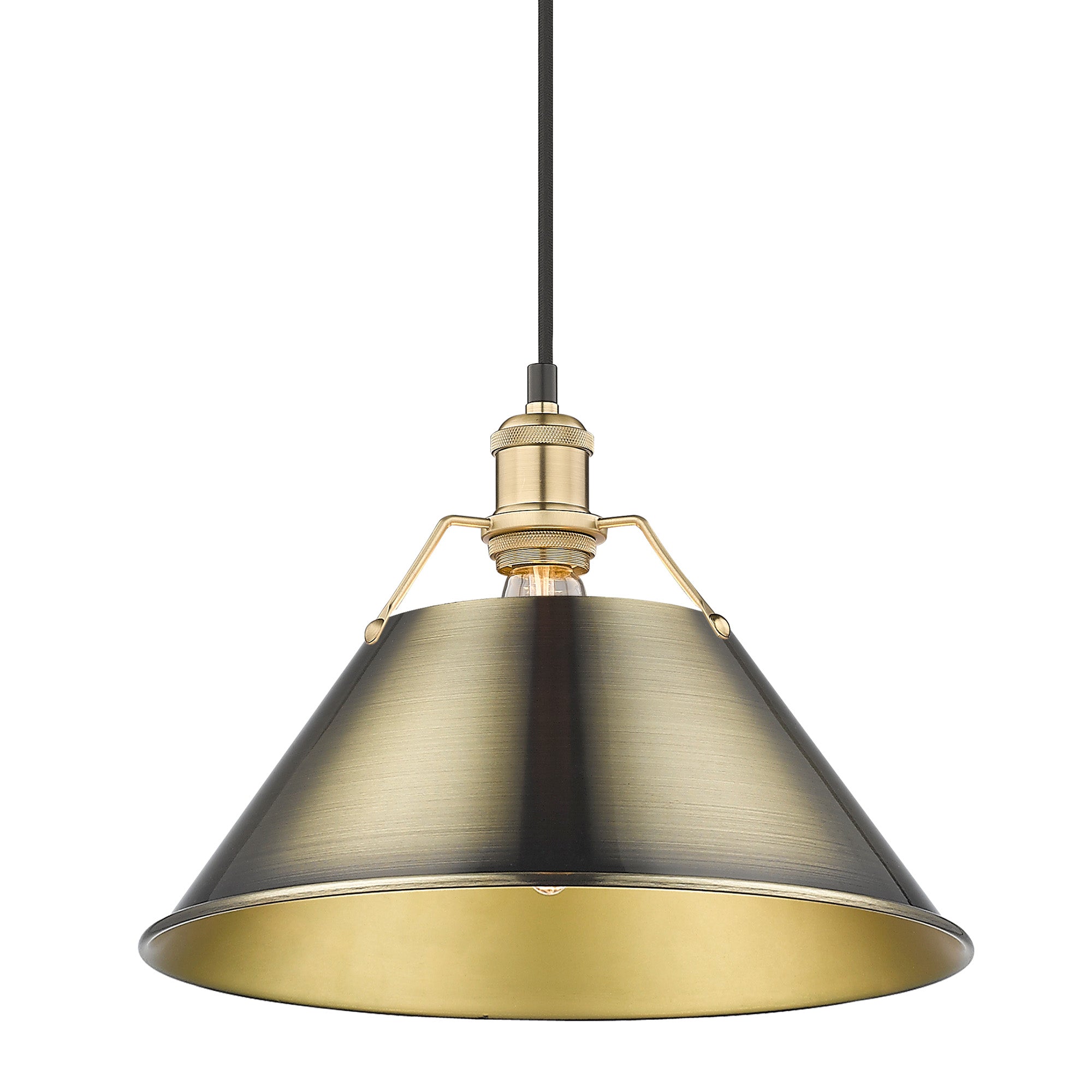 Orwell 14" Wide Large Pendant in Brushed Champagne Bronze with Aged Brass - Brushed Champagne Bronze / Aged Brass / Gold - Golden Lighting