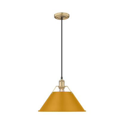 Yep by Golden Lighting Orwell 1-light 14in Pendant in Brushed Champagne Brass and Auric Yellow shade