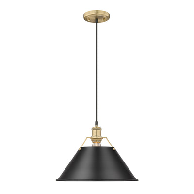Yep by Golden Lighting Orwell 1-light 14in Pendant in Brushed Champagne Brass and Matte Black shade - - Golden Lighting