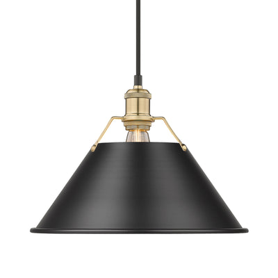 Yep by Golden Lighting Orwell 1-light 14in Pendant in Brushed Champagne Brass and Matte Black shade - Default Title - Golden Lighting