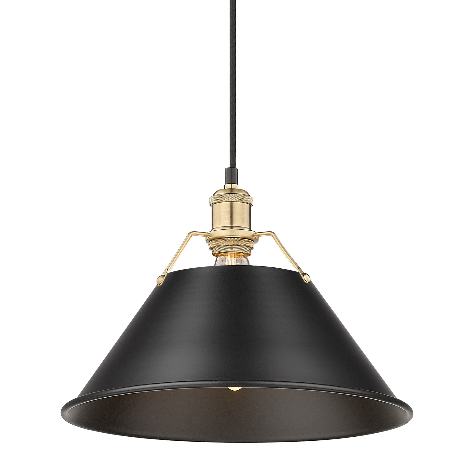 Orwell 14" Wide Large Pendant in Brushed Champagne Bronze with Matte Black - Brushed Champagne Bronze / Matte Black / Black - Golden Lighting