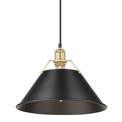 Orwell 14" Wide Large Pendant in Brushed Champagne Bronze with Matte Black - Default Title - Golden Lighting