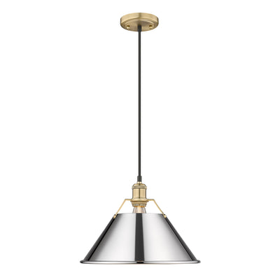 Yep by Golden Lighting Orwell 1-light 14in Pendant in Brushed Champagne Brass and Chrome shade - - Golden Lighting