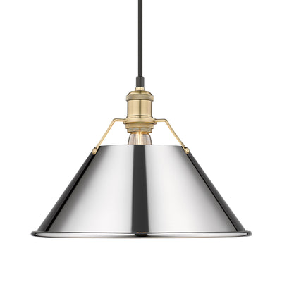 Yep by Golden Lighting Orwell 1-light 14in Pendant in Brushed Champagne Brass and Chrome shade - Default Title - Golden Lighting