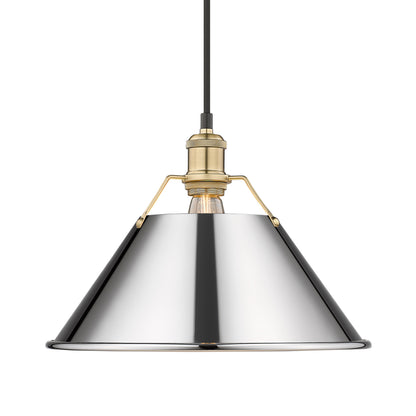 Yep by Golden Lighting Orwell 1-light 14in Pendant in Brushed Champagne Brass and Chrome shade - Default Title - Golden Lighting