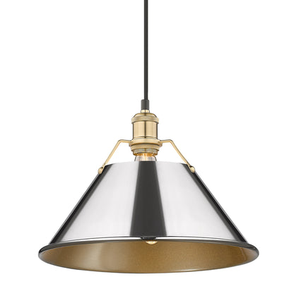 Orwell 14" Wide Large Pendant in Brushed Champagne Bronze with Chrome - Brushed Champagne Bronze / Chrome / Silver - Golden Lighting