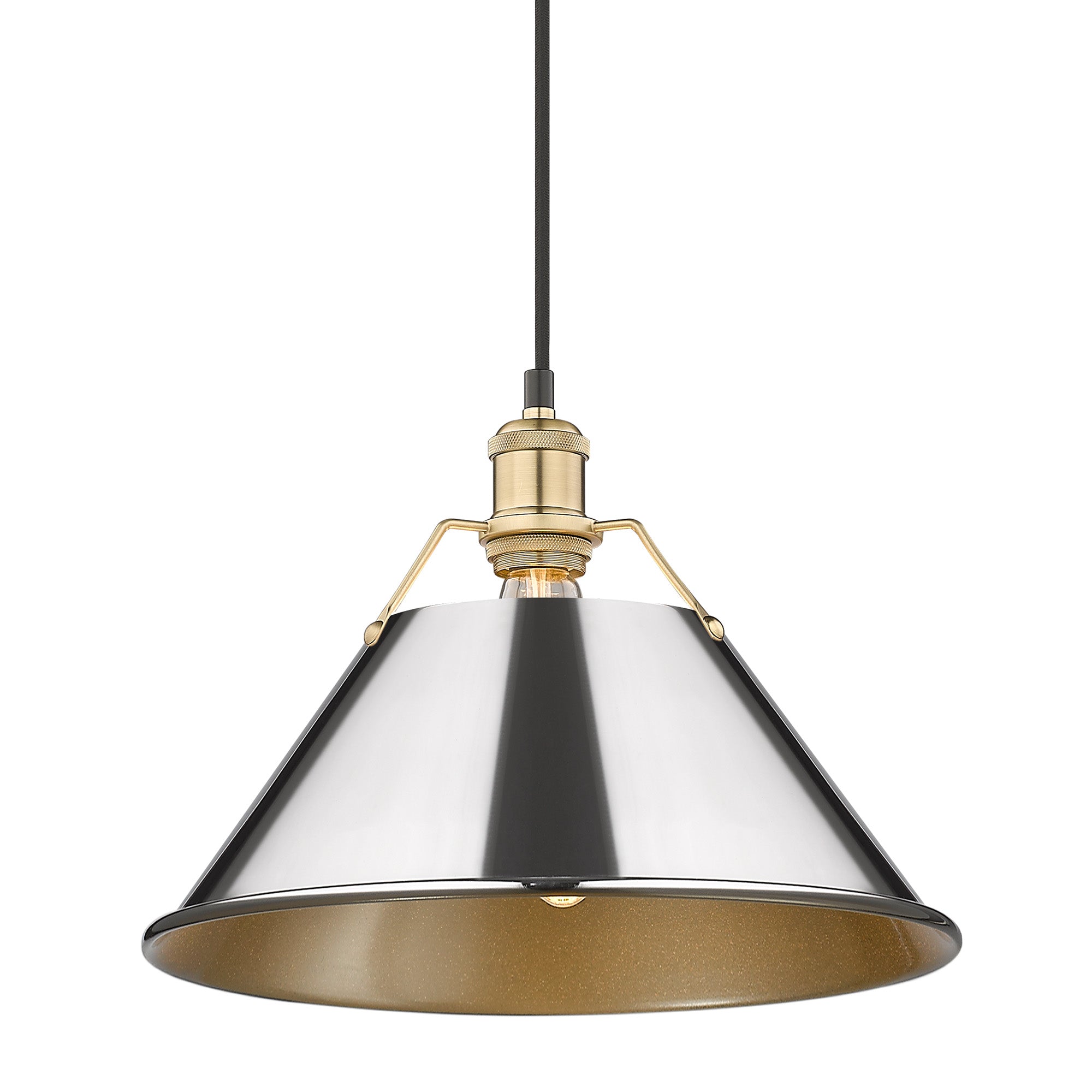 Orwell 14" Wide Large Pendant in Brushed Champagne Bronze with Chrome - Default Title - Golden Lighting