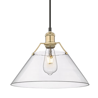 Yep by Golden Lighting Orwell 1-light 14in Pendant in Brushed Champagne Brass and Clear Glass - Default Title - Golden Lighting