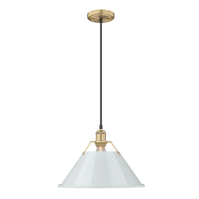 Yep by Golden Lighting Orwell 1-light 14in Pendant in Brushed Champagne Brass and Dusky Blue shade - - Golden Lighting