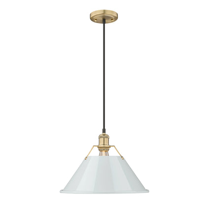 Orwell 14" Wide Large Pendant in Brushed Champagne Bronze with Dusky Blue - - Golden Lighting