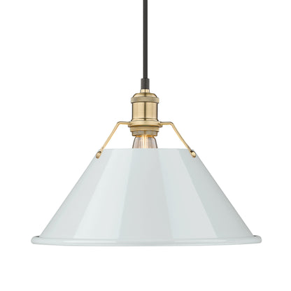 Yep by Golden Lighting Orwell 1-light 14in Pendant in Brushed Champagne Brass and Dusky Blue shade