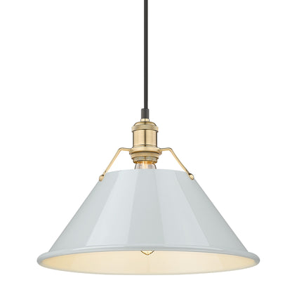 Orwell 14" Wide Large Pendant in Brushed Champagne Bronze with Dusky Blue - Brushed Champagne Bronze / Dusky Blue / Blue - Golden Lighting