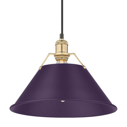 Yep by Golden Lighting Orwell 1-light 14in Pendant in Brushed Champagne Brass and Exotic Purple shade
