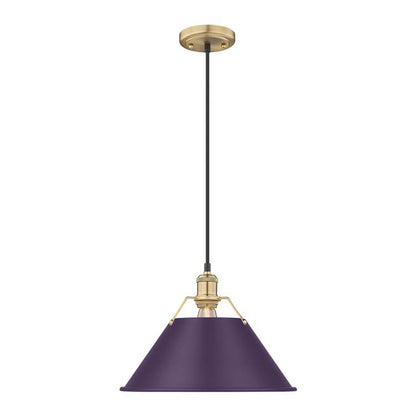 Yep by Golden Lighting Orwell 1-light 14in Pendant in Brushed Champagne Brass and Exotic Purple shade