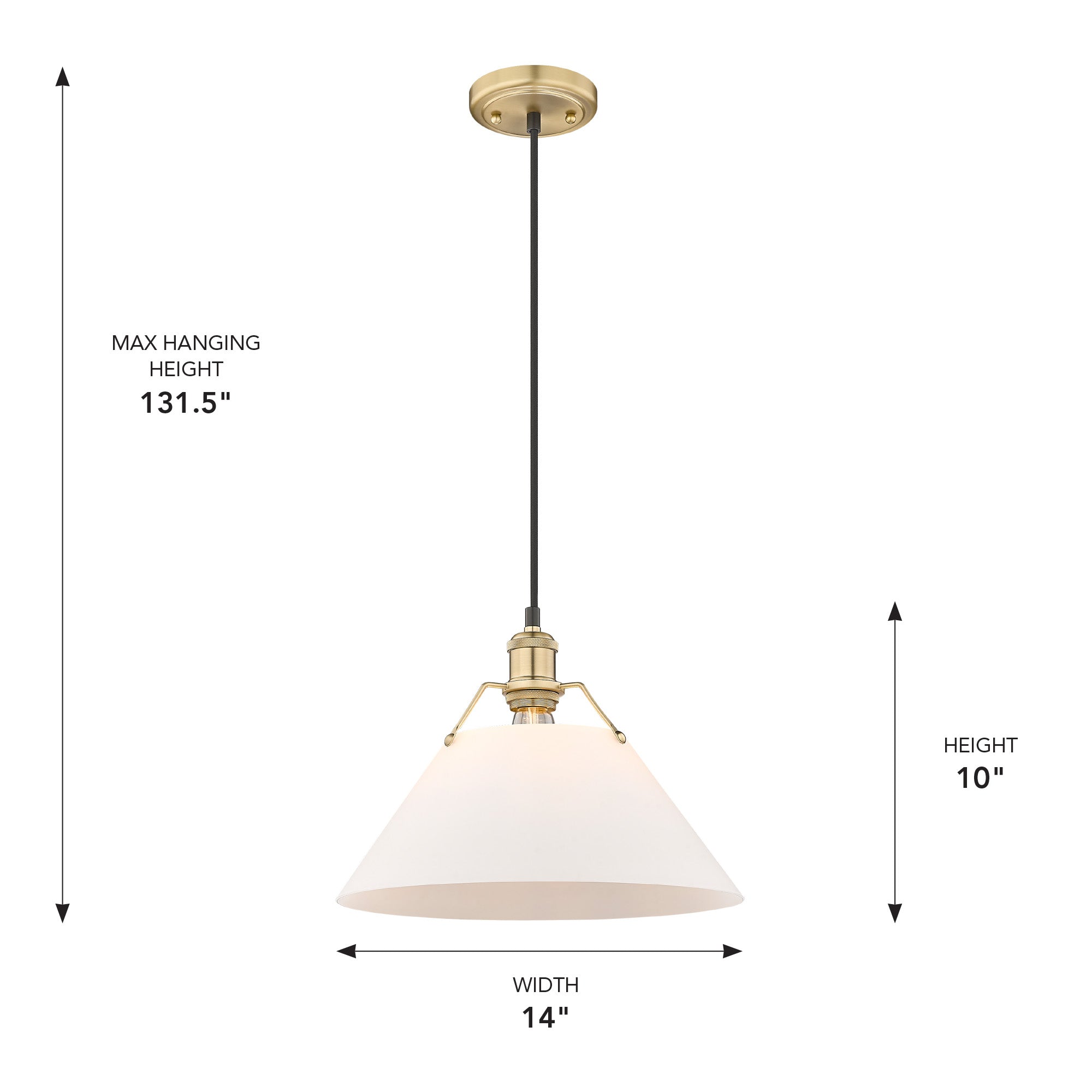 Yep by Golden Lighting Orwell 1-light 14in Pendant in Brushed Champagne Brass and Opal Glass - - Golden Lighting