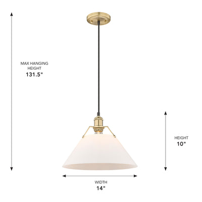 Yep by Golden Lighting Orwell 1-light 14in Pendant in Brushed Champagne Brass and Opal Glass - - Golden Lighting