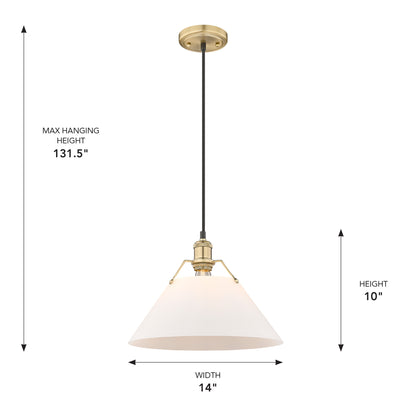 Yep by Golden Lighting Orwell 1-light 14in Pendant in Brushed Champagne Brass and Opal Glass - - Golden Lighting