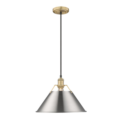 Yep by Golden Lighting Orwell 1-light 14in Pendant in Brushed Champagne Brass and Pewter shade - - Golden Lighting