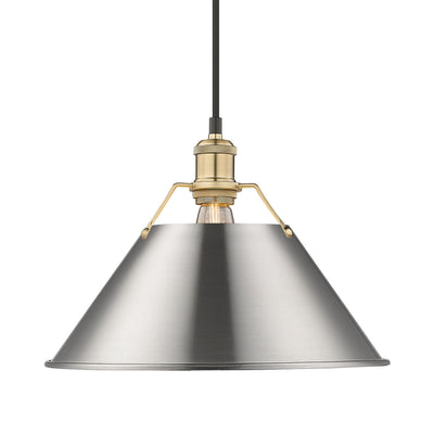 Yep by Golden Lighting Orwell 1-light 14in Pendant in Brushed Champagne Brass and Pewter shade - Default Title - Golden Lighting