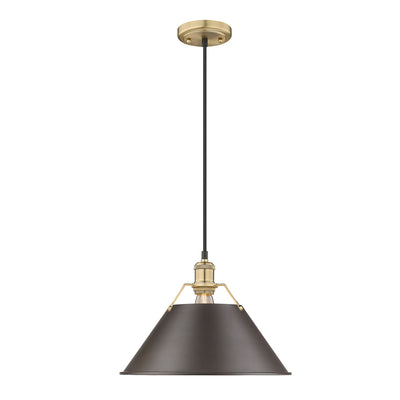 Yep by Golden Lighting Orwell 1-light 14in Pendant in Brushed Champagne Brass and Rubbed Bronze shade - - Golden Lighting