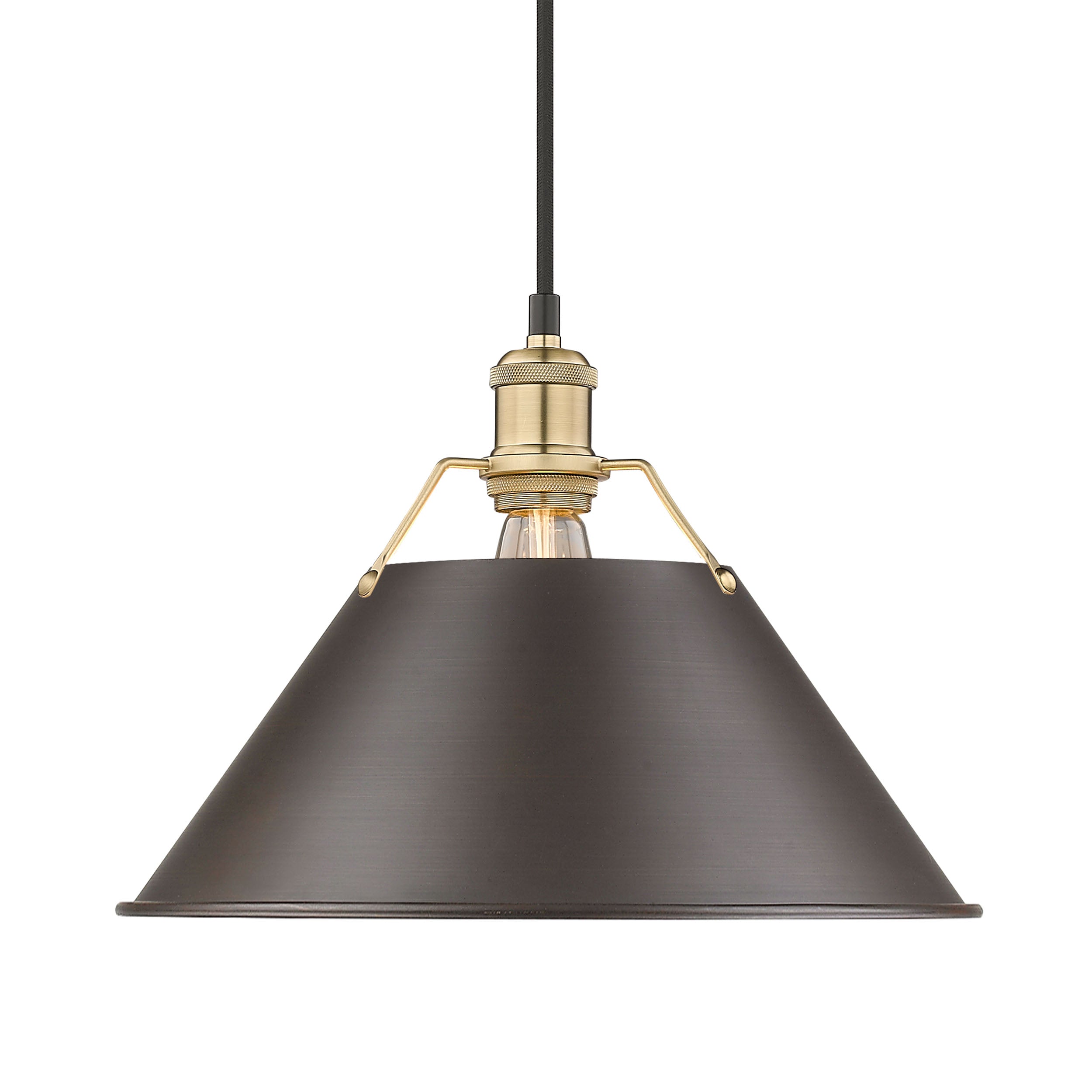 Yep by Golden Lighting Orwell 1-light 14in Pendant in Brushed Champagne Brass and Rubbed Bronze shade
