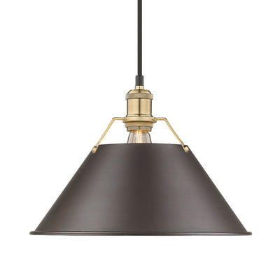 Yep by Golden Lighting Orwell 1-light 14in Pendant in Brushed Champagne Brass and Rubbed Bronze shade - Default Title - Golden Lighting