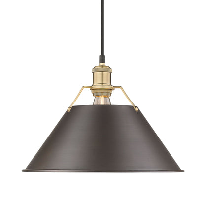 Yep by Golden Lighting Orwell 1-light 14in Pendant in Brushed Champagne Brass and Rubbed Bronze shade