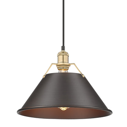 Orwell 14" Wide Large Pendant in Brushed Champagne Bronze with Rubbed Bronze - Brushed Champagne Bronze / Rubbed Bronze / Bronze - Golden Lighting